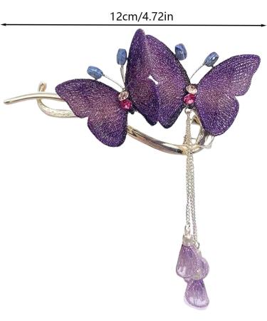 Lesunbak Butterflies Tassel Grab Clip - Elegant Hairpin & Clip For Women Rhinestone Tassel Hair Chain Chic Hair Accessories Nonslip Grip Embellished With Rhinestones For Daily Use Purple - Buy Online on SooperMarket.com