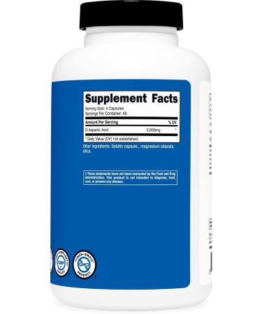 Abseits D-Aspartic Acid (DAA) Capsules - 2000mg Per Serving - 180 Capsules - Buy Online on SooperMarket.com