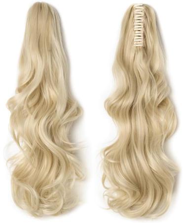Silk-co 18inch Bleach Blond Long Curly Ponytail Extensions Claw on Synthetic Clip in Hairpiece Pony Tail Extension 18inch (Pack of 1) Bleach Blond - Buy Online on SooperMarket.com