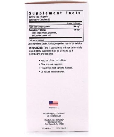 Buy DietWorks Apple Cider Vinegar Capsules - 90 Count for Weight Loss & Wellness - Buy Online on SooperMarket.com