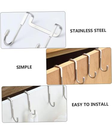 NAMOARLY 6pcs Back of Door Hooks Hat Wall Hooks Kitchen Cabinet Hooks S Hook Stainless Steel Cupboard - Buy Online on SooperMarket.com