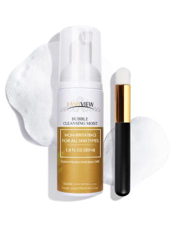 LASHVIEW Lash Shampoo Eyelash Extensions Cleanser 50ml with Brush Eyelid Foaming Cleanser Gentle Formula without Irritation  Easy to Use and Rinse For Home Use and Salon