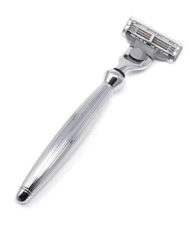 Edwin Jagger Bulbous Lined Chrome Handle for Gillette Mach3 - Premium Razor Upgrade | International Shipping - Buy Online on SooperMarket.com