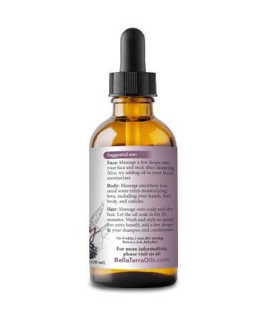 Organic Black Raspberry Seed Carrier Oil 4oz - Cold-Pressed, Unrefined, Chemical-Free - Bella Terra Oils | Antioxidant-Rich Natural Skin and Hair Moisturizer - Buy Online on SooperMarket.com