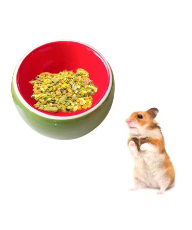 HAICN Hamster Feeding Bowls Hamster Ceramic Bowl Ceramic Prevent Chewing Small Animal Food Dish Feeding Bowls for Dwarf Hamster Gerbil Mice (Watermelon)