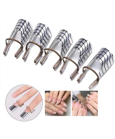 5PCS/SET Reusable Nail Art Extension Forms Guide Acrylic Nail Uv Gel Nail Extention Tips Nails Aluminum Form Guide(Silver) - Buy Online on SooperMarket.com