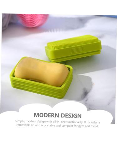 Green Healeved Box Soap Dish with Scalp Massagers, Loofah, and Silicone Shower Accessories - Buy Online on SooperMarket.com