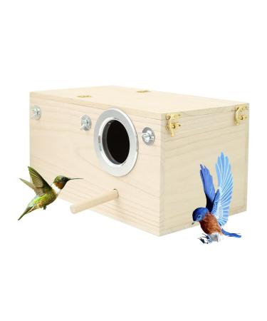 Wooden Parrot Breeding Box | Cockatiel Parakeet Nesting Box | Natural Wood Breeding Cage House for Lovebirds Cockatiel Budgie Conure Finch Parakeet Mating Hatching 1Pc