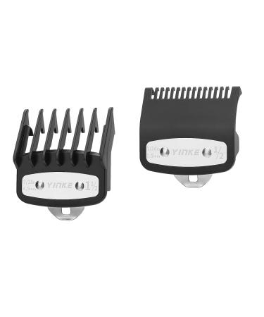 YINKE Clipper Guards Premium for Wahl Clippers Trimmers with Metal Clip - 2 Cutting Lengths is 1/2”and 1 1/2”(4.5 and1.5 mm) Fits All Full Size Wahl Clippers (pack of 2) Premium Black
