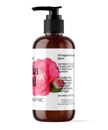 Organic Camellia Seed Oil 8oz | 100% Pure & Organic | Imported from Japan | Ideal for Hair & Skin | Japanese Beauty Oil - Buy Online on SooperMarket.com