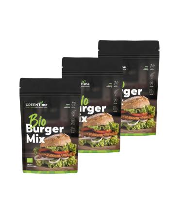 GreenTime Bio Burger Mix 3 x 135g (Vegan and Gluten Free) |Vegetable burger alternative from pea protein |results in 900 g 9 portions |For roasting and grilling |Re -lockable Burger 3 x 135 g