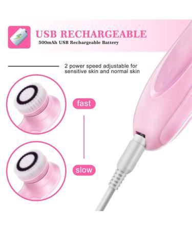 MOSCHOW Rechargeable Waterproof Facial Cleansing Brush - 3 Brush Heads, 2 Power Modes (Pink) - Buy Online on SooperMarket.com