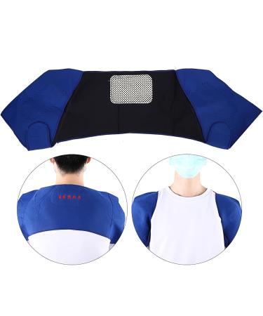Shoulder Heating Pillow Massager | Heated Wrap Trousers | Vibration Massage for Pain Relief | Adjustable Elastic Cushion in Blue - Buy Online on SooperMarket.com