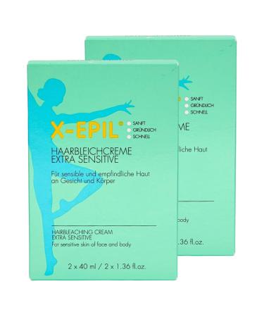 X-EPIL Hair Bleaching Extra Sensitive 2x40ml | Gentle & Fast Bleaching Cream for Face & Body | Ideal for Sensitive Skin | Savings Set & Giveaway - Buy Online on SooperMarket.com