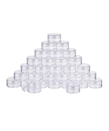 BENECREAT 30 Pack 15ml Round Clear Plastic Bead Jars with Screw Caps for Beads Nail Art Glitter Make Up Cosmetics and Travel Cream