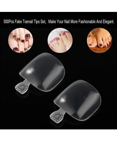 YIMART 500Pcs Clear Fake Toenail Tips Set for DIY Salon Foot Manicure - Full Cover False Toe Nail Decoration Stickers - Nail Art Tools - Buy Online on SooperMarket.com