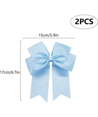 2 Pack 6 inch Bow Hair Clips Large Hair Bow Hair Barrette Clips for Women Girls Blue Hair Bow Light Blue - Buy Online on SooperMarket.com