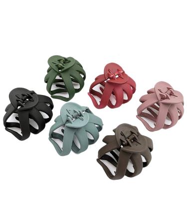 UTENEW Set of 6 Medium Hair Claw Clips No-Slip Grip Octopus Jaw Clips Matte Thick Hair Clips  Women Girl Daily Hairstyle Accessories 6-color
