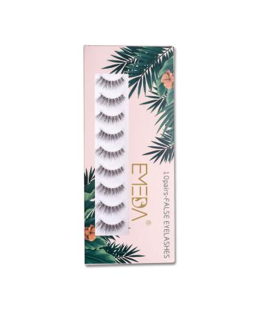 EMEDA False Eyelashes Natural Look 10 Pairs Invisible Band 3D Demi Wispies 12mm Medium Fake Lashes Small Face Eyelashes 100% Handmade Lashes Soft Eye Lash Clear Band Eyelash 1 Pack 005 Style Lashes