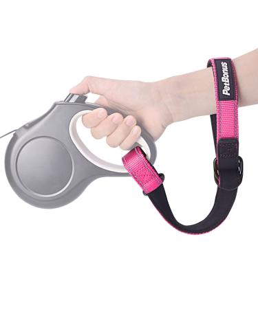 Petbonus Short dog leash safety bracelet for roller linen dog leash reflective seams and adjustable soft padded handle extra layer Safety for strollers (pink) 1 piece of pink