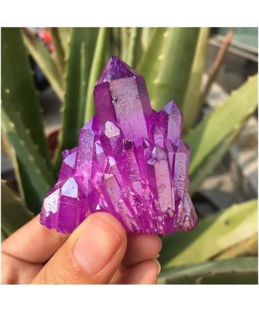 Stone Crafts Rare Beautiful Purple Flame Aura Quartz Crystal Cluster Specimen Reiki Crystals - Buy Online on SooperMarket.com