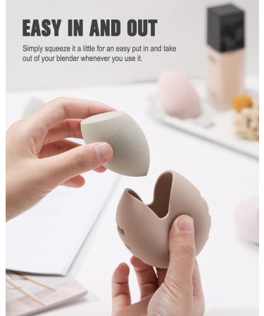 FERYES 2 PCS Makeup Sponge Holder - Silicone Beauty Blender Case for Travel | Khaki & Brown - Buy Online on SooperMarket.com