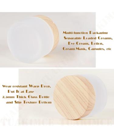 Buy Tuakimce White Matted Glass Cream Can - 20ml/30ml Clear Hip Empty Container with Lid & Liner | 4 Piece Set with Yellow Wooden Grain Cover - Ideal for International Shipping - Buy Online on SooperMarket.com