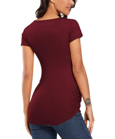 Love2Mi Maternity Breastfeeding Top - Long Sleeve V-Neck S Wine Red - Buy Online on SooperMarket.com
