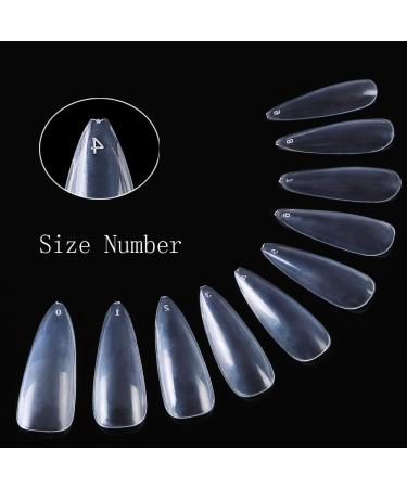 AORAEM Clear Long Stiletto False Nails - 500Pcs Full Cover Artificial Nail Tips in 10 Sizes for Nail Salon - Buy Online on SooperMarket.com