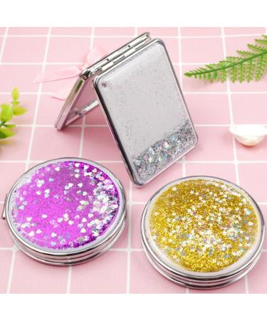 Foldable Round Pocket Makeup Mirror - Magnifying Handheld Compact Mirror for Women and Girls Small Pink ABS Plastic Dual-Sided Portable Design - Buy Online on SooperMarket.com