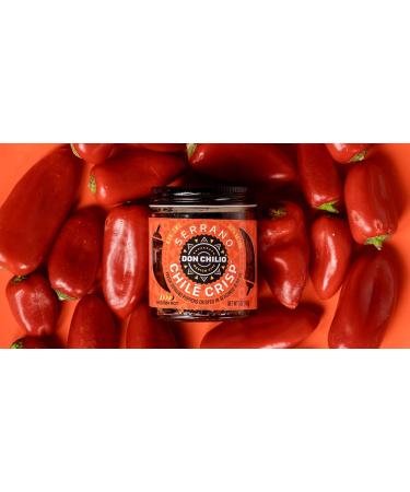 Don Chilio Chile Crisp: Crunchy Sliced Serrano Peppers in Hot Seasoned Oil - Medium Heat (5oz Jar) - Buy Online on SooperMarket.com