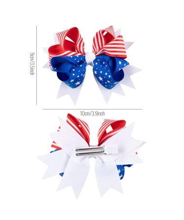 Whaline 6 Pack 4th of July Hair Bow Clips - Patriotic Red Blue White Barrettes for Women & Girls | Memorial Day Holiday Accessories - Buy Online on SooperMarket.com