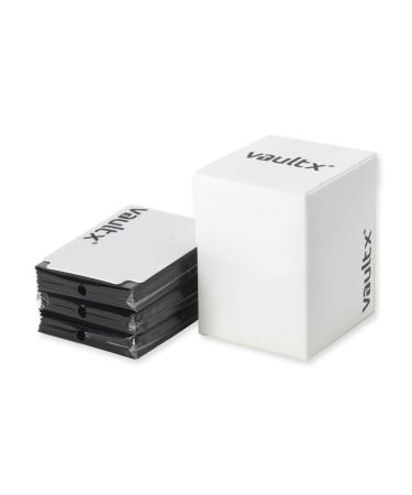 Vault X  Deck Box and 150 Black Card Sleeves - Large Size for 120-130 Sleeved Cards - PVC Free Card Holder for TCG (White)