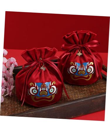 HOMSFOU 2pcs Candy Bag Packaging Bag Wedding Candy Bags Candy Bags for Wedding Decorative Candy Pouches Drawstring Candy Bags Gift Bags Wedding Decor Portable Candy Pouch Festival Supply Red 15x12cm - Buy Online on SooperMarket.com