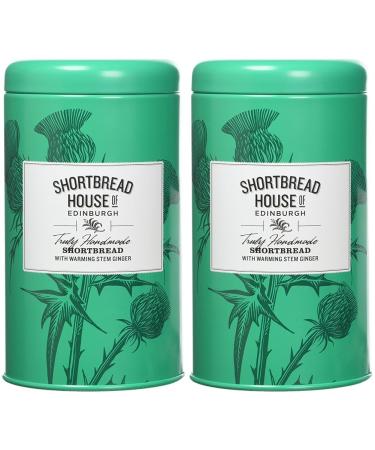 Shortbread House of Edinburgh | Handmade Scottish Shortbread with Stem Ginger | 140g Tin (Pack of 2)