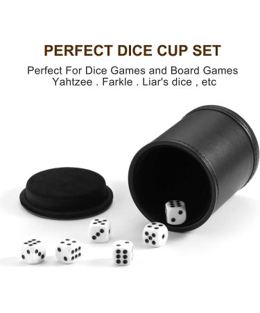 PU Leather Dice Cup with Lid and Felt-Lined Shaker - Set of 6 Dice Included for Yahtzee and Farkle Board Games - Buy Online on SooperMarket.com