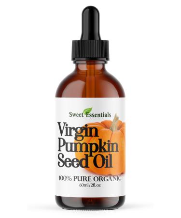 Sweet Essentials Organic Virgin Pumpkin Seed Oil | Imported From Austria | Various Sizes | 100% Pure| Unrefined | Cold-Pressed | Natural Moisturizer for Skin Hair & Face (2 fl oz Glass) 2 Fl Oz (Pack of 1)