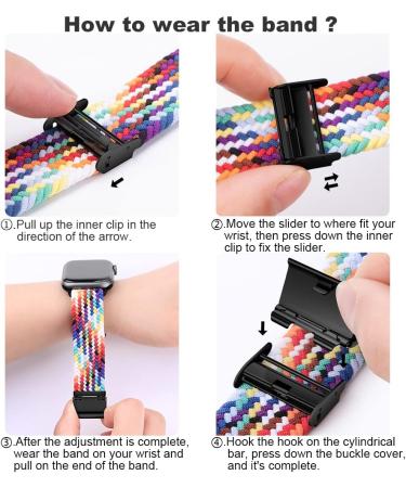 Qimela Elastic Nylon Braided Apple Watch Band - Black Buckle | Adjustable Solo Loop Strap for iWatch Series 1-8 - 42mm/44mm/45mm/49mm - Buy Online on SooperMarket.com