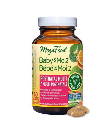 MegaFood Postnatal Vitamins for Breastfeeding Moms | Postpartum Lactation Supplement Multivitamins for Women | Vitamin C Vitamin A Choline Moringa Leaf & Iron | 60 Capsules Postnatal Vitamins 60 count (Pack of 1)