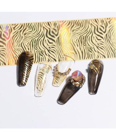 Gold Nail Foil Transfer Stickers - Holographic Designer Nail Art Supplies - 3D Glitter Line Manicure Accessories - 16 Sheets - Buy Online on SooperMarket.com