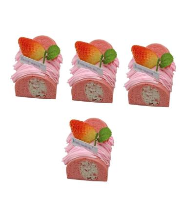 Vaguelly 4pcs Simulation Cake Model Household Products Pu Pink Food Play 6.5X6.5CMx4pcs 1
