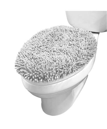 Kangaroo Shag Chenille Toilet Lid Cover, Machine Washable, Microfiber Dries Quickly, Ultra Soft Seat Covers, 19.5x18.5, Fits Most Standard Lids, Essential Home Bathroom Decor, Gray 18.5" x 19.5" Gray