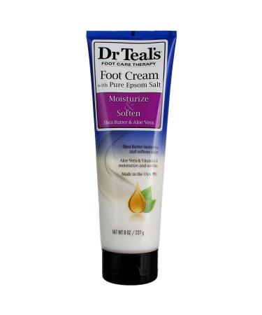 Dr. Teals Pure Epsom Salt Foot Cream Gift Set (4 Pack 8oz Ea.) - Moisturize & Soften with Shea Butter & Aloe Vera Essential Oils - Eases Aches & Pains Promotes Healthy Looking Skin