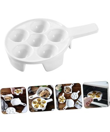 Mikinona 1pc Baked Snails Escargot Dish for Kitchen Server Dish Tableware Plate Escargot Cooking Mushroom Snail Dish Snail Bakeware Escargot Baking Ceramics Food Server Disk White 17X2.9CM White - Buy Online on SooperMarket.com