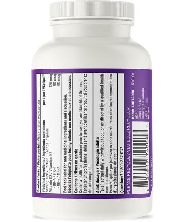 AOR - Vitamin K2 Supplement 120mcg 60 Vsoftgels - Skeletal Support Bone Health Liver Health and Cardio Heart Health - Vitamin K2 MK4 MK7 - Buy Online on SooperMarket.com
