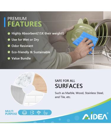 AIDEA Cleaning Wipes - 80 Ct Multi-Purpose Towel Reusable Cloths - Domestic Cleaning Towels - Dish Cloths (12''x24'') Blue - Buy Online on SooperMarket.com