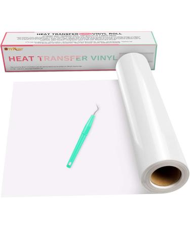 HTVRONT Heat Transfer Vinyl White HTV Rolls - 12 x 15ft White Iron on Vinyl for Cricut & Silhouette Cameo  White HTV Vinyl for Shirts - Easy to Cut & Weed for Heat Vinyl Design White 12 x 15FT Classic