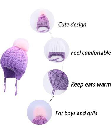 LANGZHEN Toddler Winter Hat Earflap Knit Cap for Baby Boys Girls 2-4 Years - Purple - Buy Online on SooperMarket.com