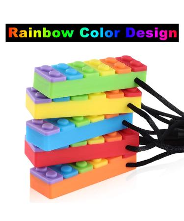Sensory Chew Necklace - Rainbow Color Silicone Chew Pendant for Teething Babies, Autism, ADHD - 5 Pack - Buy Online on SooperMarket.com