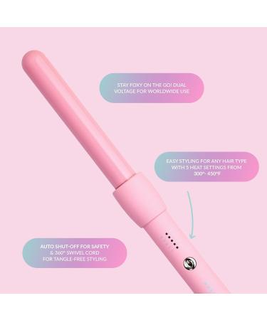 FoxyBae Bounce Bae 1-Inch Ceramic Hair Curling Iron | Dual Voltage Curling Wand for Smooth Frizz-Free Hair | 360 Swivel Cord | Party-Pink - Buy Online on SooperMarket.com